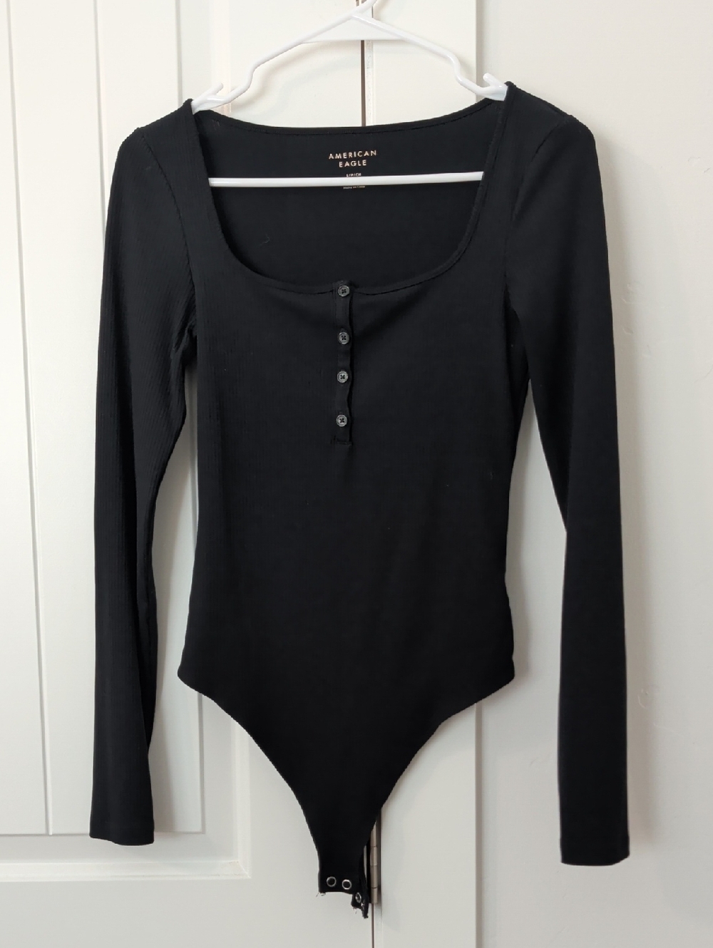 American Eagle Outfitters Ribbed Henley Bodysuit — Size S